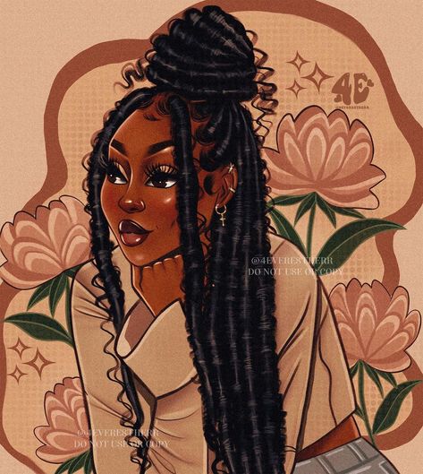 Black Girls Wallpaper, Walk Drawings, 4everestherr Drawings, Locs Brown, Drawing Something, Black Power Art, Cartoon Art Drawing, Natural Hair Art, Black Art Painting