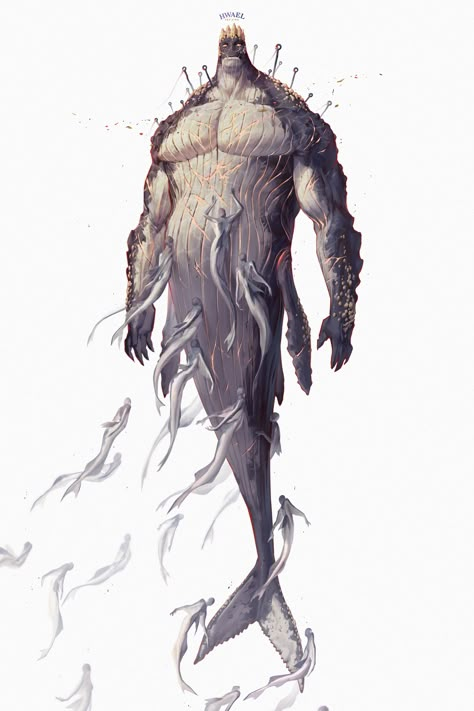 ArtStation - Hwael, the Sea King 🐋 Monster Concept Art, Dungeons And Dragons Characters, Fantasy Monster, Fantasy Creatures Art, Mythical Creatures Art, Sea Monsters, Monster Design, Creature Concept Art, Fantasy Concept Art