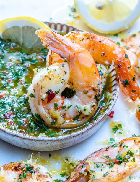 Chimichurri Shrimp, Breakfast And Brunch, Small Food Processor, Clean Food Crush, Food Crush, Clean Food, How To Cook Shrimp, Fish Dishes, Seafood Dishes