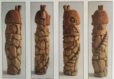 Carve A Gnome Village - Part 1 | Carving Magazine Whittling Gnomes, Gnome Carving, Wood Cravings, Gnome Village, Gnome Home, Roof Edge, Chip Carving, Gnome House, Carving Ideas