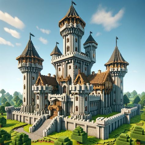 Castle Roofs In Minecraft, Incredible Minecraft Builds, Midevil Minecraft Build Castle, Big Castle Minecraft, Minecraft Castle Keep, Minecraft Castle Courtyard, Minecraft Builds Castle, Castle Build Minecraft, Minecraft Castle Blueprints Step By Step