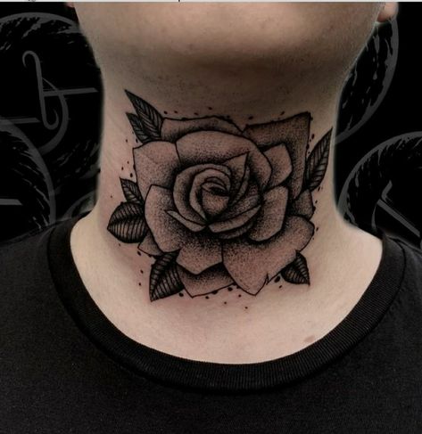 Traditional Throat Tattoo, Throat Tattoo, Tattoo Old School, Tattoo Rose, Rose Tattoos, Neck Tattoo, Lotus Flower Tattoo, Flower Tattoo, Old School