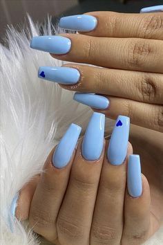 Short Coffin Nails Designs, Spring Acrylic Nails, Blue Acrylic Nails, Nails Today, Edgy Nails, May Nails, Simple Acrylic Nails, Blue Nail, Acrylic Nails Coffin Short