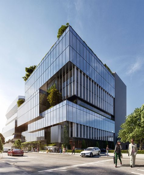 Balmain Caddesi - Rothelowman Rothelowman Office Facade, Building Rendering, Commercial And Office Architecture, Facade Architecture Design, Office Building Architecture, Mix Use Building, Urban Fabric, Glass Facades, Commercial Architecture