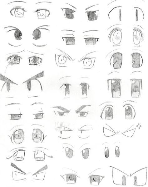 Mad Eyes Drawing Anime, Eye Styles Anime, Different Anime Eye Styles, Eyes Basic Drawing, Drawing Manga Eyes, Art Sketches Anime Eyes, Easy Eye Tutorial Drawing, Anime Guidelines, Manga Eyebrows