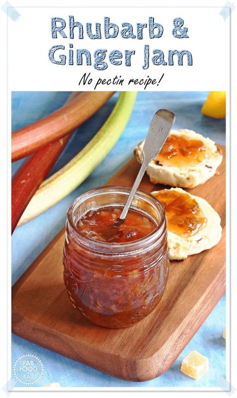 Pectin Recipes, Stem Ginger, Ginger Jam, Jam Recipes Homemade, Rhubarb Jam, Rhubarb Recipes, Jelly Recipes, Ginger Recipes, Homemade Jam