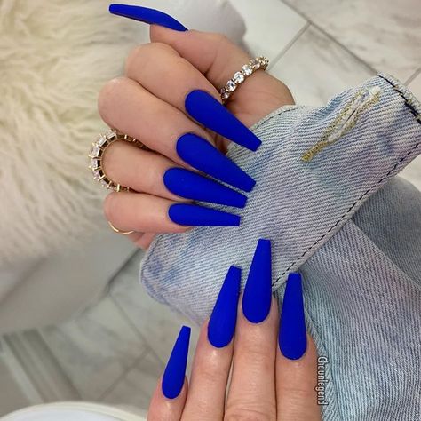 Nail Extensions Acrylic, Blue Coffin Nails, Royal Blue Nails, Fake Nails Long, Blue Acrylic Nails, Nagel Tips, Blue Nail Polish, French Acrylic Nails, Blue Nail