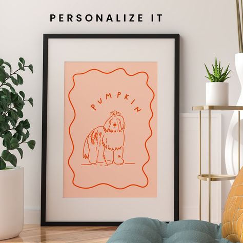 Dog Portraits Illustration, Ugly Dog, Dog Caricature, Pet Loss Dog, Dog Picture Frames, Animal Caricature, Ugly Dogs, Pet Art, Dog Wall Art