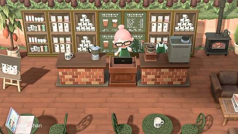 Animal Crossing New Horizons on Instagram: “Starbucks café area ☕️ credit to @meowcaronacnh” Starbucks Acnh, Stall Acnh, Acnh Areas, Acnh Cafe, Animal Crossing Coffee, Animal Crossing Cafe, Acnh Inspiration, Motif Acnl, Animal Crossing 3ds