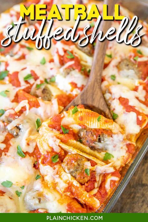 Jumbo Shells, Shells Stuffed, Pasta Casserole Recipes, Creamy Chicken Casserole, Cheese Mozzarella, Main Dish Casseroles, Stuffed Shells Recipe, Plain Chicken, Frozen Meatballs