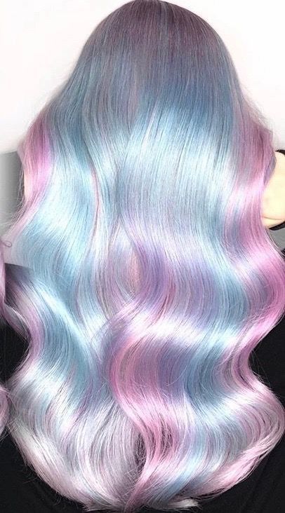 Lavender Hair Color Ideas, Blue Mermaid Hair, Hair Color For Morena Skin, Hair Color For Morena, Unicorn Hair Color, Lavender Hair Colors, Holographic Hair, Rainbow Fairy, Cotton Candy Hair