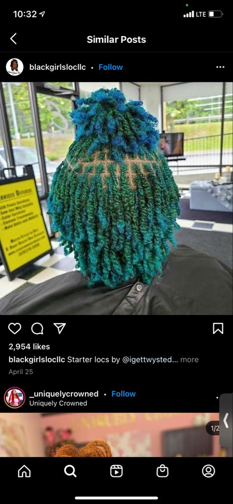 Dyed Starter Locs Black Women, Blue And Green Locs, Green Butterfly Locs, Turquoise Locs, Dark Green Locs, Green Locs Black Women, Green Faux Locs, Teal Locs, Green Locs