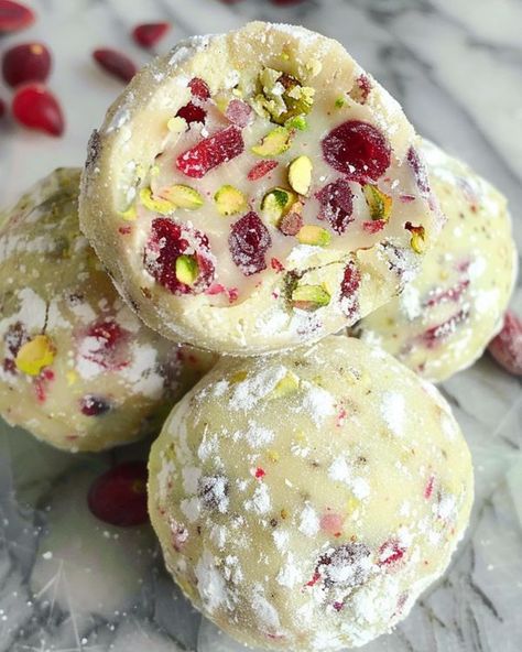 Recipes Zesty | Cranberry Pistachio White Chocolate Truffles | Facebook Pistachio Cherry Snowball Cookies, Cherry Pistachio Snowballs, White Chocolate Pistachio Truffles Pioneer Woman, Cranberry Pistachio White Chocolate Truffles, White Chocolate And Pistachio, Pistachio White Chocolate, White Chocolate Truffles, Cranberry Pistachio, Chocolate Truffles