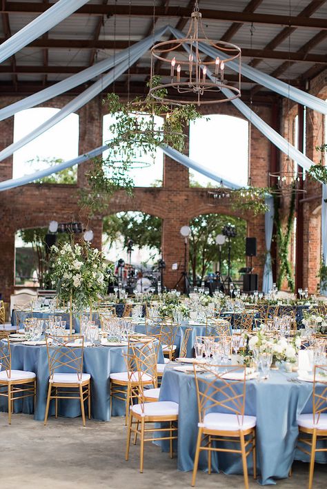 Brown Chivari Chairs Wedding Receptions, Blue Forest Wedding Theme, French Blue Wedding Reception, Blue And Navy Wedding, Rustic Barn Wedding Decorations, Blue Wedding Receptions, Furman University, Baby Blue Weddings, Forest Theme Wedding