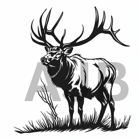 Elk Outline, Elk Svg, Elk Drawing, Mascot Ideas, Elk Pictures, Elk Silhouette, Wooden Spoon Crafts, Hat Burning, Deer Drawing