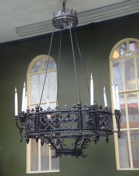 Antique Gothic Revival Iron Chandelier Gothic Architecture Interior, Gothic Chandelier, Gothic Candles, Iron Chandelier, Gothic Furniture, Wrought Iron Chandeliers, Dark Home Decor, Goth Home, Gothic Revival