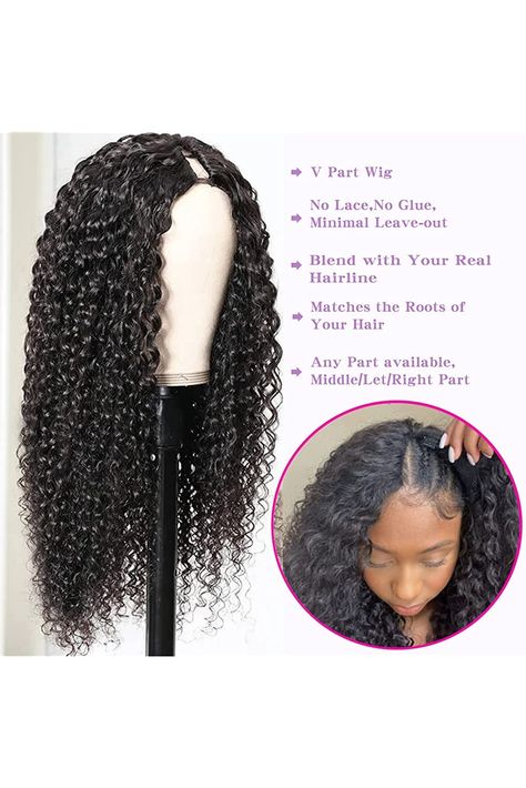 Stylqueen 14 Inch Curly V Part Wigs Human Hair Glueless Brazilian Curly Wave Human Hair Wigs for Black Women No Leave Out Lace Front Wigs Upgrade U Part Wigs(150% Density V Part Wigs) Hair Advertisement, Black Women Hair Color, V Part Wig, Wigs Black, Burnt Hair, Virgin Hair Wigs, U Part Wig, U Part Wigs, U Part