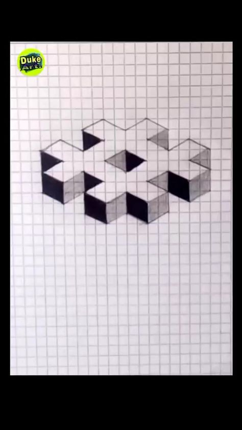 Square Drawing, Stencil Graffiti, Optical Illusion Drawing, Illusion Drawings, Graph Paper Drawings, Art Optical, Geometric Design Art, Origami Paper Art, Graph Paper Art