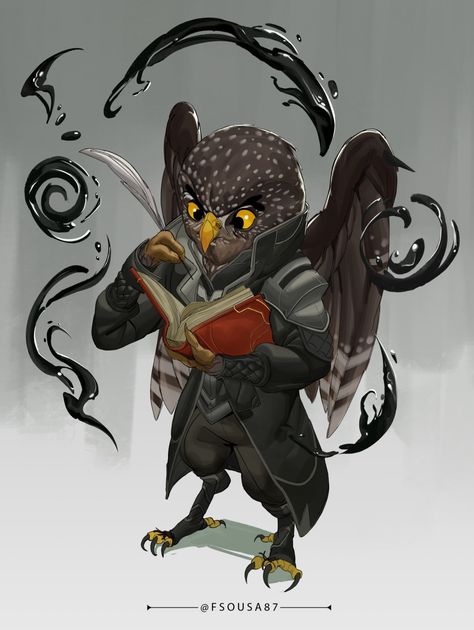 Dnd Owlin Cleric, Owl Dnd Character, Small Owlin Dnd, Owl Humanoid, Dnd Owlin Character Art, Owlin Dnd Warlock, Owl Wizard Dnd, Owlin Wizard, Pf Ideas