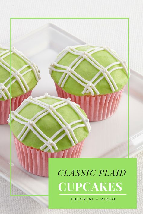 Easily decorate these spring colored Classic Plaid Cupcakes using the Cake Mate®️ #3 decorating tip. Perfect for your next Spring themed baby shower, wedding shower or Easter party. Plaid Cupcakes, Cupcake Tutorial, Decorating Videos, Easter Party, Number 3, Dessert Ideas, Spring Colors, Decorating Tips, Wedding Shower