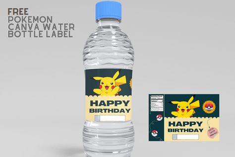 Free (Free) Pikachu Canva Birthday Water Bottle Labels If you are a fan of Pokémon then you are not a stranger to Pikachu. This adorable and cute little fluff ball become everyone's favorite in every era, not just because he is the main character of the s... Pokemon Water Bottle Labels Free, Water Bottle Lables, Water Bottle Labels Free, Sonic Birthday, Free Printable Birthday Invitations, Bottle Wrappers, Pokemon Birthday, Printable Birthday Invitations, Water Bottle Labels