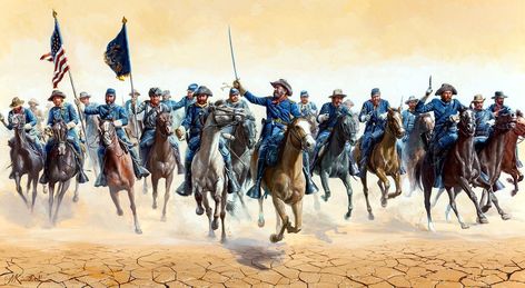 The Outer Topic Cavalry Charge, Us Cavalry, American Indian Wars, Buffalo Soldiers, Indian Wars, Historical Art, Military Art, Western Art, American Indian