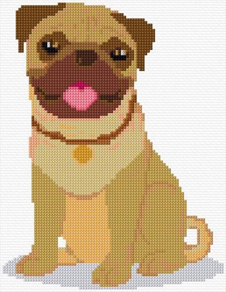 Dog Cross Stitch Pattern, Cross Stitch Calculator, Dog Cross Stitch, Cushion Ideas, Animals Dogs, Online Pattern, Dog Pattern, Pug Dog, Plastic Canvas