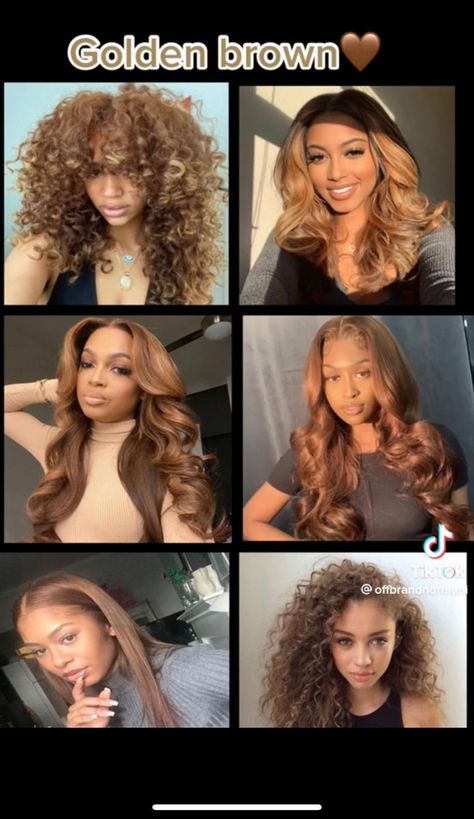 Hair Color Ideas For Brunettes Black Women, Light Skin Hair Dye Ideas, Golden Brown Hair Light Skin, Ash Brown Hair Curly Natural, Honey Brown Hair Color Black Women Curly, Curly Hair Dye Ideas Honey Blonde, Different Natural Hair Colors, Toffee Brown Hair Color Caramel, Fall Hair Colors For Mixed Women