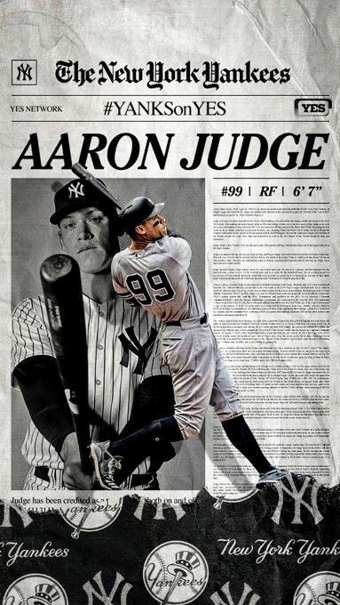 Yankees Aesthetic, New York Yankees Wallpaper, Yankees Wallpaper, Yankees Poster, Ny Yankees Logo, Here Comes The Judge, Baseball Backgrounds, Baseball Pics, Mlb Yankees