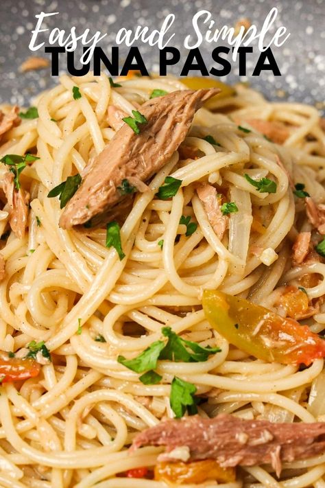 This Canned Tuna Pasta Recipe is one of the Best and Easiest Step to Prepare your Tuna Pasta. This is made of Spaghetti Pasta, Canned Tuna Flakes, Onion, Garlic, Parsley and Tomato added with Salt and pepper to Taste. Ingredients: 200 grams Cooked Pasta 2 Tablespoon Olive Oil 1 piece White Onion 3 pieces Tomato 2 cans Tuna Flakes 1- 2 Tablespoon parsley 3 Cloves Garlic Salt Black Pepper #Tunapasta #easyTunapasta #Pastarecipe Tuna Spaghetti Recipe, Canned Tuna Pasta, Tuna And Rice, Canned Fish Recipes, Lemon Pasta Recipes, Tuna Recipe, Hot Tuna, Canned Fish, Olive Oil Pasta