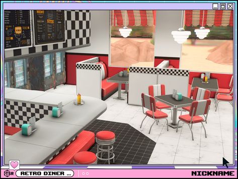 Diner Booth, Cc Patreon, Bar Ceilings, Inside Art, Brick Fence, Mid Century Modern Bedroom, Retro Diner, Bedroom Wall Paint, Retro Chair