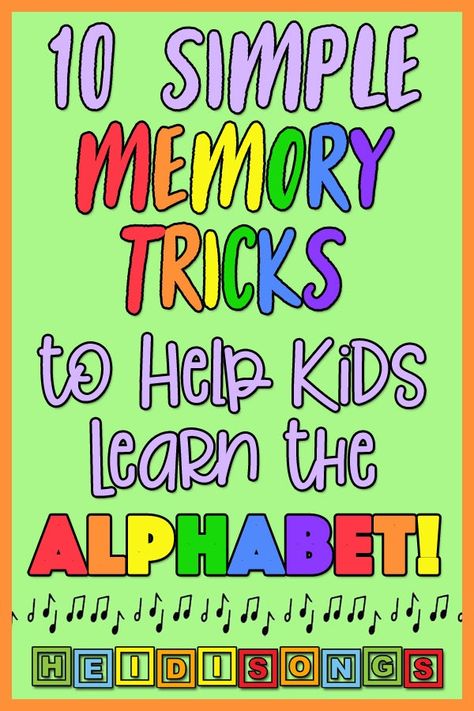 10 Simple Memory Tricks to Help Kids Learn the Alphabet | Heidi Songs Teaching Kids Letters, Memory Tricks, Kids Learning Alphabet, Phonics Cards, Educational Quotes, Learn The Alphabet, Abc Activities, Teaching Toddlers, Learning Abc