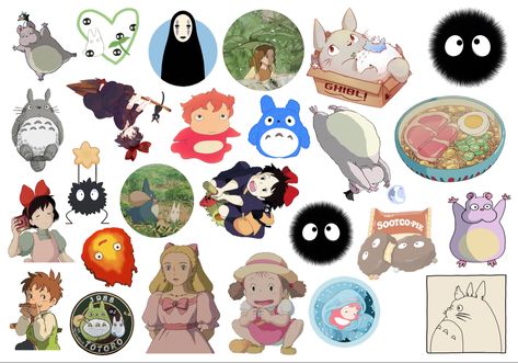 Studio Ghibli Stickers Printable, Studio Ghibli Stickers, Ghibli Stickers, Graphic Design Lessons, Hayao Miyazaki, Journal Design, Miyazaki, Journal Stickers, Printable Stickers