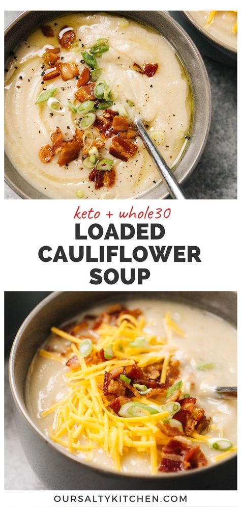 Loaded Cauliflower Soup, Cheesy Cauliflower Soup, Creamy Cauliflower Soup, Low Carb Soup Recipes, Loaded Cauliflower, Cauliflower Soup Recipes, Cheesy Cauliflower, Low Carb Soup, Cauliflower Soup