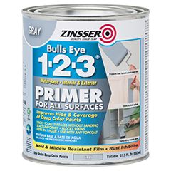 Bulls Eye 1-2-3 Gray Primer 1 quart Primer For Kitchen Cabinets, Water Based Primer, Best Primer, Metal Doors, Exterior Stain, Water Based Stain, Paint Primer, Concrete Slab, Gray Interior