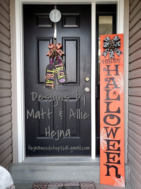 Halloween Signs Wooden Porch, Front Porch Signs Wooden Diy Halloween, Halloween Porch Leaner Sign, Halloween Witch Porch Signs, Happy Halloween Porch Signs, Halloween Wood Signs, Halloween Inspo, When You Love, Outdoor Signs