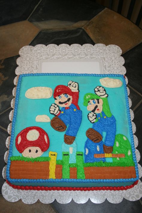 Square-Mario Bros Super Mario Party, Mario Bros., Mario Party, Birthday Board, Birthday Party Games, Fondant Cakes, Mario Bros, Cake Ideas, Super Mario