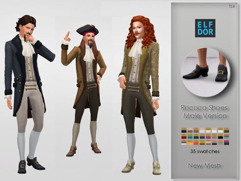 Rococo Shoes For Men - 35 swatches - new mesh - everyday, formal, party - teen to elder - real in game shine - base game compatible - maxis match Hope you’ll like it! DOWNLOAD Special thanks to all... Rococo Shoes, Sims 4 Controls, Mods Sims 4, Medieval Shoes, Sims Medieval, Medieval Clothes, Sims 4 Cc Shoes, Sims 4 Mm Cc, Sims 4 Cc Makeup