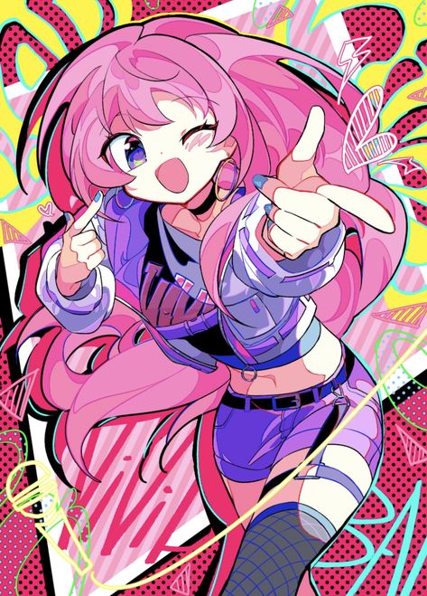 Japanese Pop Art, Megurine Luka, Comic Book Art Style, The Painter, Cute Doodle Art, Cute Little Drawings, 영감을 주는 캐릭터, Art Poses, Kawaii Drawings