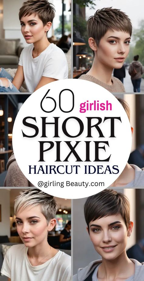 Short Pixie Haircut Ideas 1 Short Pixie Haircuts Low Maintenance, Pixie Style Haircut, Shortcut Hairstyle Women, Short Pixie Haircuts Brunette, Womens Clipper Haircuts, Traditional Pixie Haircut, Short Pixie Haircuts With Glasses, Pixie Haircut Thinning Hair, Short Pixie Over 50