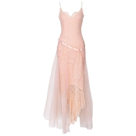 A/W 2000 Christian Dior by John Galliano Peach Lace and Tulle Gown | From a unique collection of rare vintage Evening Dresses and Gowns at https://www.1stdibs.com/en-gb/fashion/clothing/evening-dresses/. John Galliano Dress, Galliano Dress, Mariano Fortuny, Dior By John Galliano, Peach Lace, Designer Evening Dresses, Fantasy Gowns, Tulle Gown, John Galliano