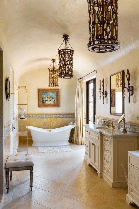 An Italian Villa in Montecito - WSJ Italian House Interior, Italian Villa Interior, Carved Stone Fireplace, Italian Style Home, Mountain Drive, Old World Glamour, Stone Fireplace Mantel, Iron Entry Doors, Mediterranean Villa