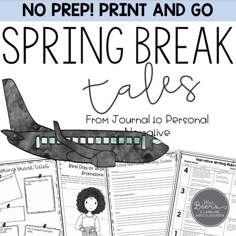 Regardless if your students go to the beach or opt to stay home, they always have great stories to share with the class. This resource provides all the tools you need to get them excited about writing on the first days back from break... Spring Break Activities, Language Arts Lesson Plans, Teaching 6th Grade, Novel Study Units, Montessori Teaching, Writing Outline, Personal Narrative Writing, Middle School Lessons, Language Arts Teacher