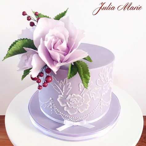 http://www.cakecentral.com/gallery/i/3348974/lilac-brush-embroidery-cake Brush Embroidery Cake, Lilac Cake, Embroidery Cake, Mocha Buttercream, Flower Topper, Professional Cakes, Brush Embroidery, Single Tier Cake, Caramel Buttercream