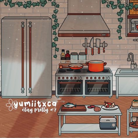 Toca Boca Kitchen Ideas With The Cozy Restaurant, Resturant Ideas Toca Boca, Toca World Restaurant, Aesthetic Toca Boca Fridge Ideas, Toca Boca Restaurant Ideas Aesthetic, Toca Boca Big Kitchen Ideas, Toca Boca Big House Ideas, Cozy Restaurant Toca Boca, Toca Boca Cozy Restaurant Ideas