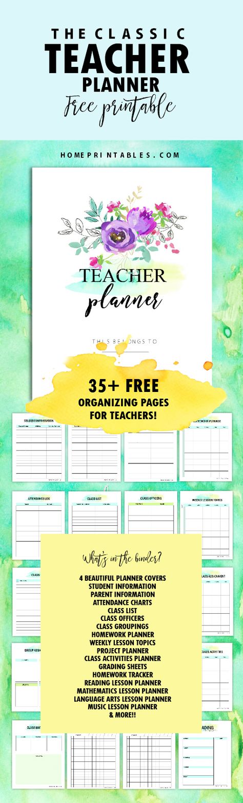 Amazing 35+ free teacher planner printables! Get this binder of classroom organizers now! Teacher Free Printables, Free Teacher Planner, Organizing Sheets, Free Lesson Planner, Teacher Binder Organization, Editable Teacher Planner, Teacher Planner Templates, Homework Planner, Lesson Plan Book