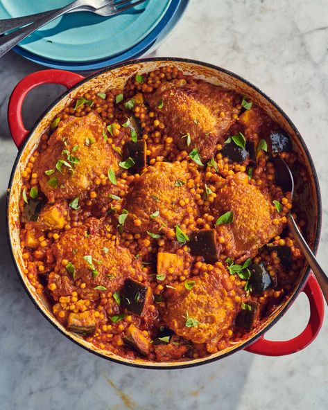 Sink Full Of Dishes, Pearl Couscous Recipes, Skillet Chicken Thighs, Crispy Chicken Thighs, Pearl Couscous, Chicken Skillet Recipes, Chicken Skillet, Skillet Dishes, One Skillet Meals