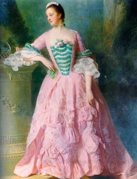 1750s Fashion, Painting Dress, Rococo Dress, 18th Century Portraits, Rococo Fashion, 18th Century Clothing, Court Dresses, 18th Century Fashion, Century Clothing