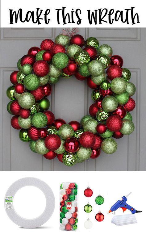 DIY Ornament Wreath on Love The Day Christmas Wreaths Balls, Bulb Wreaths Christmas, Ball Wreaths Christmas, How To Make A Wreath With Ornaments, Christmas Balls Wreath, Diy Christmas Wreath With Ornaments, Christmas Ornament Wreath How To Make, How To Make A Ornament Wreath, Xmas Ball Wreath Diy