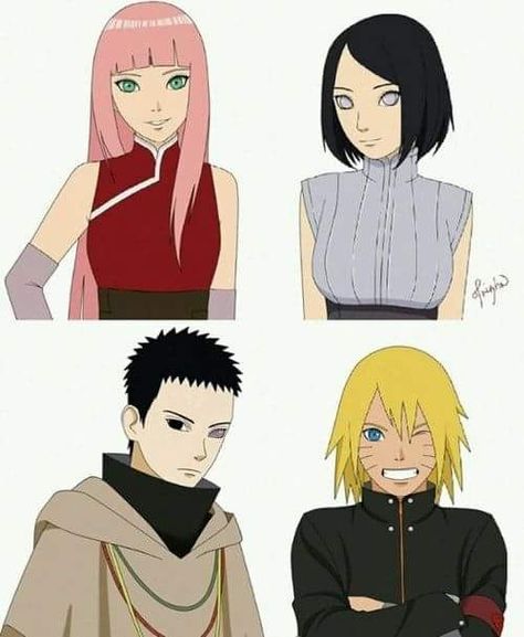 Hairstyle swap - Sakura, Hinata, Sasuke and Naruto 😍❤️❤️❤️ Sakura Hairstyle, Naruto Hairstyles, Sasuke And Naruto, Naruto Pictures, Sarada Uchiha, Naruto Funny, Naruto Oc, Naruto Girls, Naruto And Sasuke